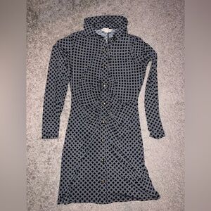 MICHAEL Michael Kors Black and White Long Sleeve Geometric Shirt Dress